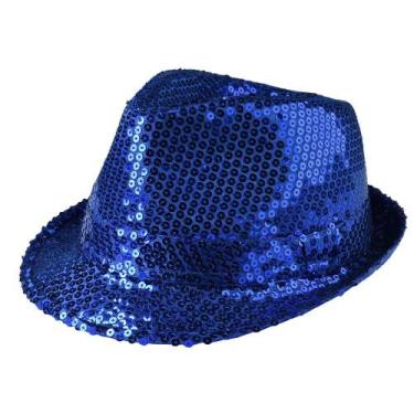 Imagem de Lantejoulas azuis com chapéu Fedora Dress Up America para adultos