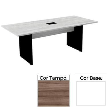Imagem de Mesa de Reunião com Caixa de Tomada Retangular 260 x 120 cm Pé Painel 