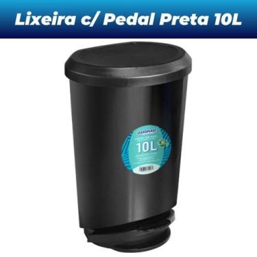 Imagem de Kit 6 Lixeira Cesto 10L c/ Tampa e Pedal Plástico Escritório Banheiro 