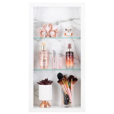 Imagem de Nicho Para Banheiro Em Porcelanato Polido Com Prateleira De Vidro (Car