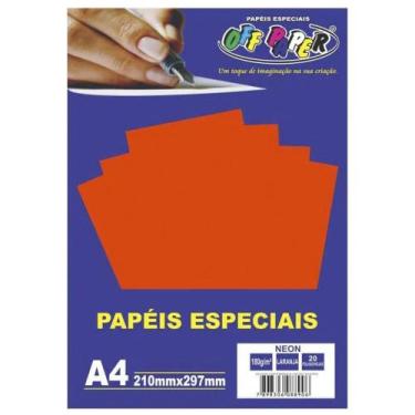 Imagem de Papel Neon 20 fls 180 gramas Laranja Off Paper