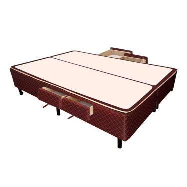 Imagem de Cama Box Base c/ Gavetas 4 Gavs Queen Poli Tecido Brown (158x198x27 (2 uni 79X198)) - Castor