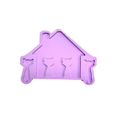 Imagem de R361 Molde de silicone porta chave gatos resina decorar - confeitaria 