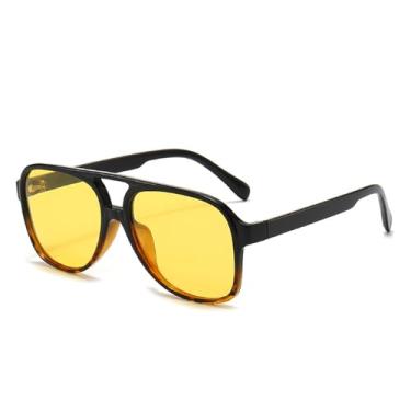 Imagem de Óculos de sol com proteção UV400 para homens e mulheres | Lentes degradê grandes, pretas | Para dirigir e praticar esportes ao ar livre, Leopardo preto noturno