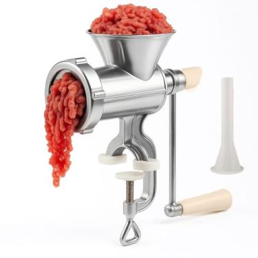 Imagem de Moedor de Carne Manual Modelo N10, Alumínio Resistente, Profissional, com Funil para Encher Linguiça, Triturador de Carnes