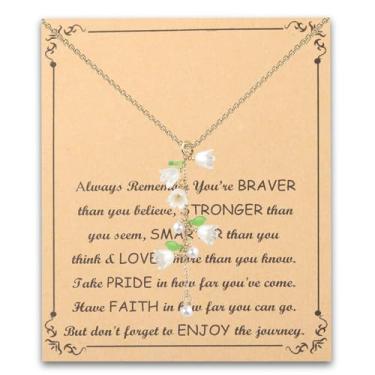 Imagem de BNQL Colar de Lírio do Vale para mulheres, lírio do vale, presentes de flores, pingente floral, colar de flores silvestres