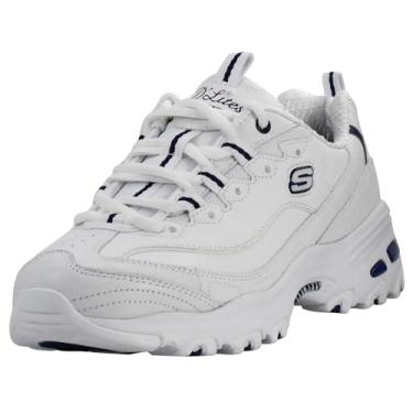 Imagem de Skechers Tênis feminino D'Lites Fresh Start Memory Foam com cadarço moderno, Branco/azul, 39