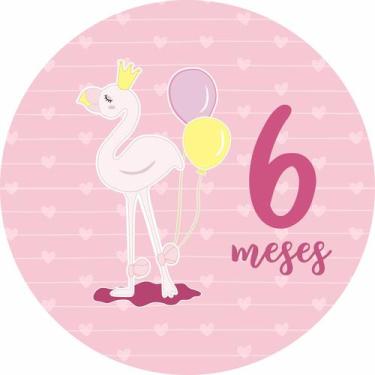 Imagem de Painel de Lona Redondo Mesversário Aniversário de 6 Meses Menina - Fab