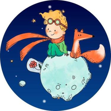 Imagem de Painel de Tecido Sublimado Redondo Pequeno Príncipe e Raposa Duo c/Elá