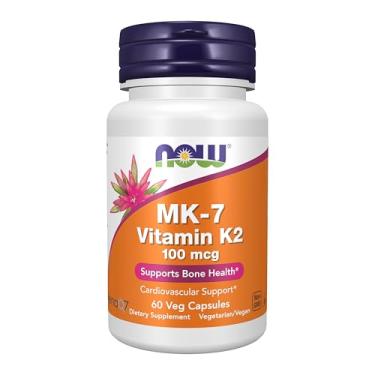 Imagem de Suplementos NOW, vitamina K2 MK7 100 µg, auxílio cardiovascular*, auxilia na saúde óssea*, 60 cápsulas veganas