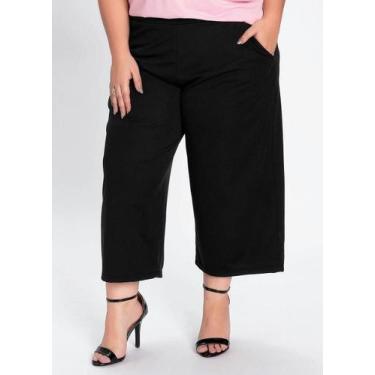 Imagem de Calça Feminina Plus Size Pantacourt Cintura Alta Com Bolsos - Margueri