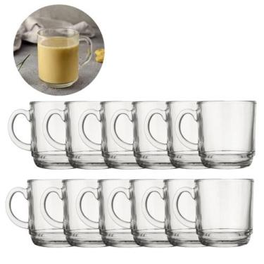 Imagem de Caneca Vidro Liso Transparente 250 ML Café Chá Chocolate - 12 UN - PRA