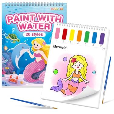 Imagem de SOCOLER Livros de colorir com tinta com água para crianças, conjuntos de pintura em aquarela sem bagunça, kit de tinta de aquarela, presente de aniversário para crianças de 1 a 3 anos, 4 a 8 (mundo do