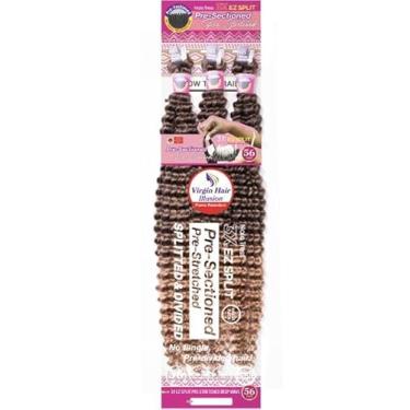Imagem de Janet Collection Nala Tress 3X EZ SPLIT Pré-Seccionado Trança Pré-Esticada Sem Nó Extremamente Leve Onda Profunda 142 cm Pacote econômico (142 cm, Cor #1B)