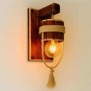 Imagem de Arandela Serrana em Pinus Tratado – Iluminação Rústica com Cordão de Sisal – Bocal E-27