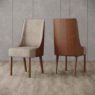Imagem de Cadeira para Mesa de Jantar Ivy Ambiente Kit 02 Peças Corano Caramelo 