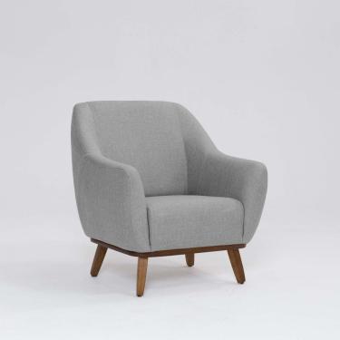 Imagem de Poltrona Tecido Linho Base Madeira Paloma Mescla Elefante