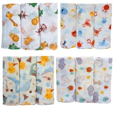 Imagem de Fralda Pano de Ombro Bebe Com Bainha 100% algodão Enxoval Maternidade (Kit 6 Menino Sortido)