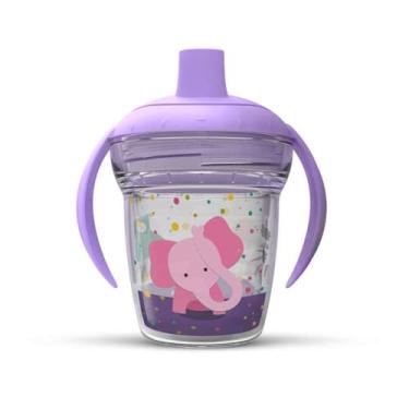 Imagem de Copo Infantil de Transição Elefante Rosa 170 ml Antivazamento (Lilas)