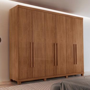 Imagem de Guarda Roupa Casal Maya 100 MDF 6 Portas e 6 Gavetas com pés Moderna Mobília - Imbuia