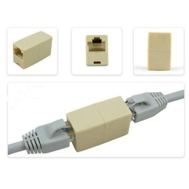 Imagem de 2X Emenda Cabo Rede Extensão Internet Adaptador Rj45 Fêmea