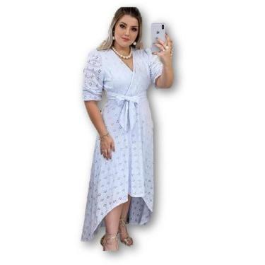 Imagem de Vestido Mullet Longo Moda Cristã Elegante e Discreto Branco Plus Size 