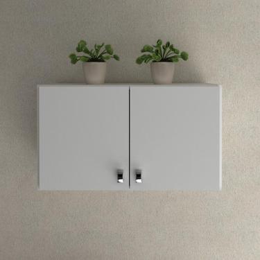 Imagem de Armário de Lavanderia Multiuso Aéreo Baixo 2 Portas MDP Branco Tecnomo