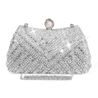 Imagem de COAIMANEY Bolsa de ombro feminina brilhante com strass cristal clutch glitter lantejoulas bolsa de mão para festa de casamento nupcial formatura