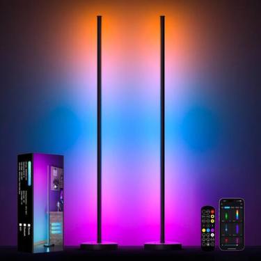 Imagem de Luminária de chão de canto Eastfine 146 cm RGB LED, pacote com 2 aplic