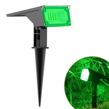 Imagem de Refletor Solar Jardim 6 Leds Verde Amarela 10x Mais Forte Luminária Sp