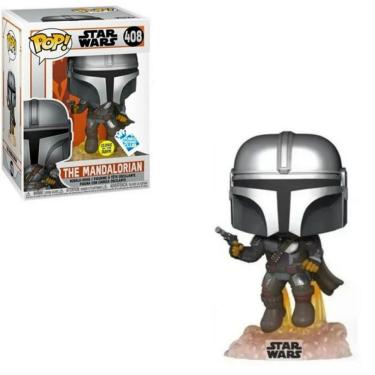 Imagem de Funko Pop Star Wars 408 The Mandalorian Flying Glows in the Dark