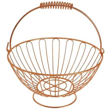 Imagem de Fruteira De Mesa Aramada Redonda Inoxidável Rose Gold 24cm