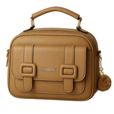 Imagem de Bolsa Bag Feminina Transversal Tiracolo Baú Média Couro Pu QUBCCUM (Cáqui)