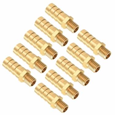Imagem de Kozelo Pacote com 10 acessórios de mangueira de latão Farpa de mangueira de 10 mm para M8 x 1,25 acessórios machos para máquinas domésticas, banheiras de massagem e sistemas de irrigação