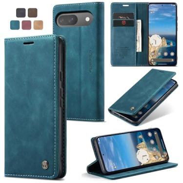 Imagem de 6KTOOOLS Capa carteira de couro retrô de luxo para capa flip à prova de choque com porta-cartão, fecho magnético (verde, para Google Pixel 10/10Pro/9/9Pro)