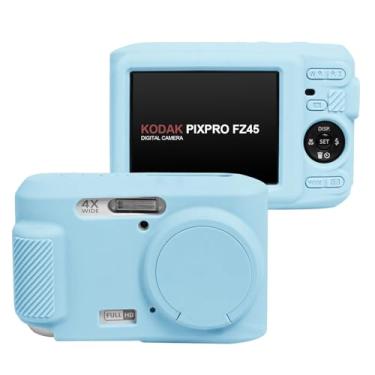 Imagem de Easy Hood Capa para Kodak PIXPRO FZ45, capa de câmera de silicone macio com capa de lente removível, capa protetora leve, ajuste personalizado para câmera FZ45 (azul)
