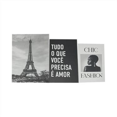 Imagem de Kit 3 Livros Fake Conjunto Caixa Porta Objeto Decorativo Torre Eiffel