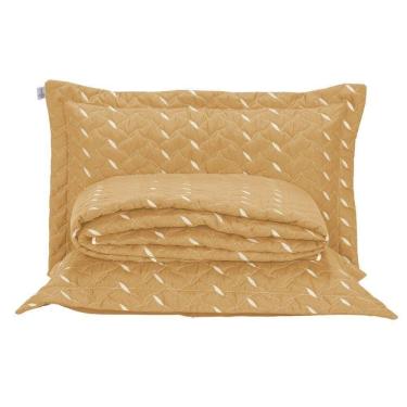 Imagem de Cobre Leito Bordado 400 Fios Heitor Casal King 100% Poliéster - Amarelo
