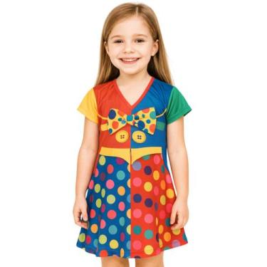 Imagem de Fantasia Infantil Menina Vestido Palhacinha Colorida - Genérica, Color