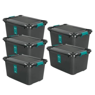 Imagem de Kit 5 Organizadores 27l Plasvale Eco Preto