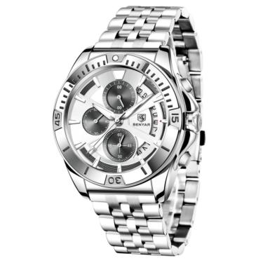 Imagem de Relógio Masculino De Pulso Quartzo Em Aço Inoxidável Esportivo à Prova D´agua Branco