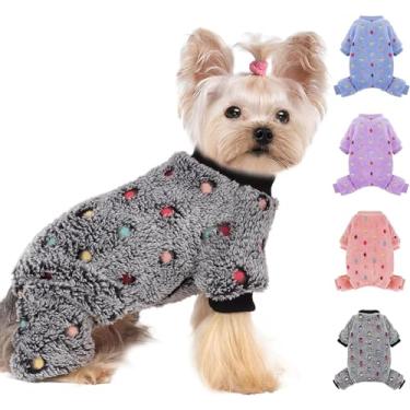 Imagem de Pijama de cachorro tamanho pequeno para menino, menina, algodão elástico para animais de estimação, roupas para cachorros fêmeas e machos, roupas de pijama para cães de inverno (cinza, XXXS)