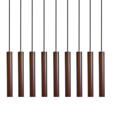 Imagem de Kit 9 Pendente Luminária Tubo Marrom 30 Cm - AZ Casa Decor