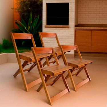 Imagem de Kit 4 Cadeiras Dobráveis de Madeira para Área Gourmet Ismalu, Mel