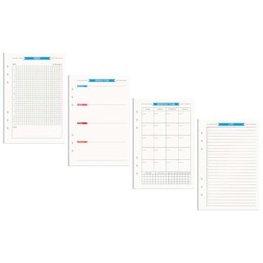 Imagem de AxeWoodz Refil de papel A5, pacote com 4, sem data, diário, semanal, mensal e lista de tarefas, papel de enchimento de folhas soltas com 6 furos para fichário