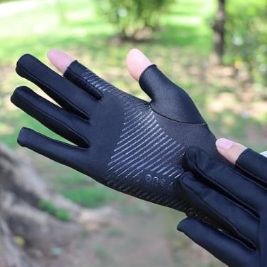 Imagem de Luvas de ciclismo com proteção solar, luvas antiderrapantes de malha de secagem rápida para esportes ao ar livre, pesca, direção