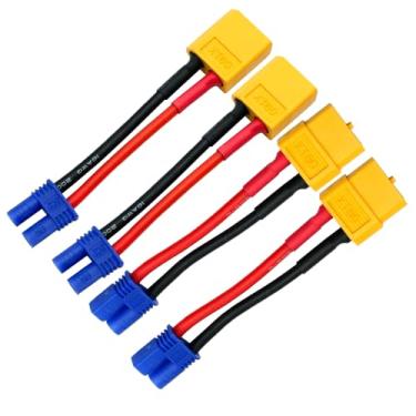Imagem de LINSYRC 2 pares EC2 para XT60 conector RC macho fêmea adaptador plugue 5 cm 16awg cabo para RC FPV drone carro Lipo NiMH carregador de bateria ESC (com fio)