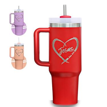 Imagem de Presentes cristãos para mulheres – Copo de 1,134 g com versículo da Bíblia, presente religioso baseado na fé de batismo ou aniversário, copo de Jesus (vermelho radiante)