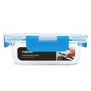 Imagem de Pote Hermético De Vidro Travas Mega Resistentes 370ml Frutas (Azul)