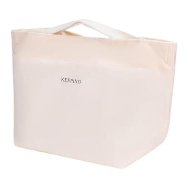 Imagem de Bolsa isolada, lancheira para mulheres e homens, linda lancheira de grande capacidade, bolsa térmica reutilizável para trabalho, viagens, 22 x 14 x 22 cm, damasco